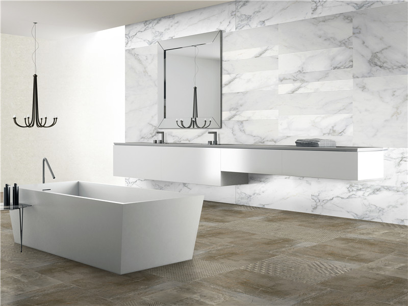 Bagno Beige Tortora Decoro Onda